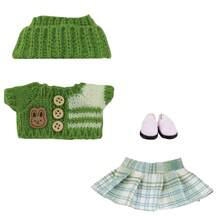 5pcs Pleated Skirt + Sweater + Headband Set, Suitable For 17cm LBB Blind Box Keychain Doll Costume, Autumn/Winter Outfit (Doll Not Included) - Multicolor - View 12