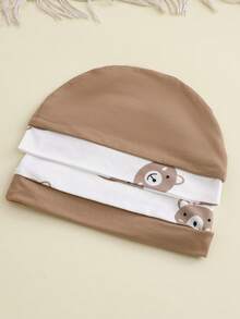 Summer Baby Boy Cute Cartoon Bear Print Short Sleeve Romper + Hat + Bib, Suitable For Indoor And Outdoor Wear - Multicolor - View 7