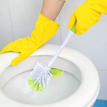 Pine-Sol Cepillo limpiador de inodoro con soporte, varita de limpieza resistente con limpiador debajo del borde, mango antideslizante, organizador de almacenamiento, suministros de baño, amarillo, verde(default) - Multicolor - Ver 4