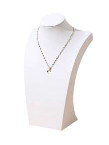 Beige Velvet Human Bust Jewelry Stand, Necklace Pendant Display Rack, Faux Pearl Necklace Showcase, Jewelry Window Display Prop, Necklace Live Streaming Display Stand - Beige - View 6