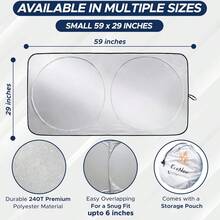 Windshield Sunshade | Improved, Innovative Technology For Maximum Light Transmission (2025) | Foldable Sunshade Keeps Your Vehicle Cool | Essential Car Accessory | Small (150 X 74 Cm) - 銀色 - 查看 2