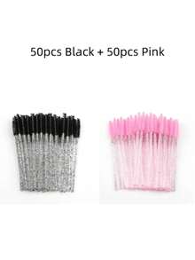 25/50/100pcs Pink Silicone Eyelash Brushes, Soft Black Reusable Silicone Mascara Wands, Eyebrow Brush, Mascara Applicator, Women Home Travel Party Eyebrow Grooming Brush, Eyelash Stylist Makeup Brush | Spiral Brush - Multicolor - View 15