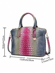 Luxurious Crocodile Pattern Cross-Body Top-Handle Bag - High-End Fashion Handbag For Women's Work And Daily Use - Premium Quality, Stylish Design, Multiple Pockets, Adjustable Strap - Hoa hồng + Xanh dương - Xem 11