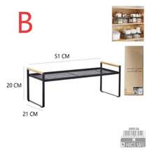 4 款可选木柄收纳架 - 单/双层铁艺整理架，适用于厨房、客厅、阳台，可放置零食、植物，多功能置物架/桌面架，墙角收纳架（随机黑/白） - 彩色 - 查看 9