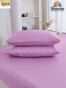 Bộ 2 vỏ gối hình trái tim sọc tím họa tiết tình yêu không có ruột và vỏ gối trang trí cho giường siêu mềm và thoáng khí, không có ruột, có thể giặt bằng máy cho bộ đồ giường ký túc xá cho trường học - Màu tím  Violet - Xem 11