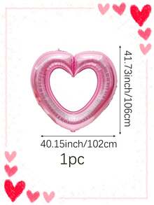 1/3个42英寸空心心形铝箔气球，巨型红色/粉色心形气球，适用于生日派对、婚礼、订婚、周年纪念、新娘送礼会、拍照、情人节浪漫装饰、心连心气球装饰 - 彩色 - 查看 13