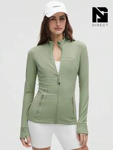 Lululemon Define Jacket Nulu Women's Lightweight, Full Zip Running Track Jacket-For Yoga Gym Running-Sweat-Wicking-Yoga-All Seasons Sport-Spring/Summer-Autumn/Winter-Mother's Day Gifts-Father's Day Gift - DESERT GREEN - 查看 1