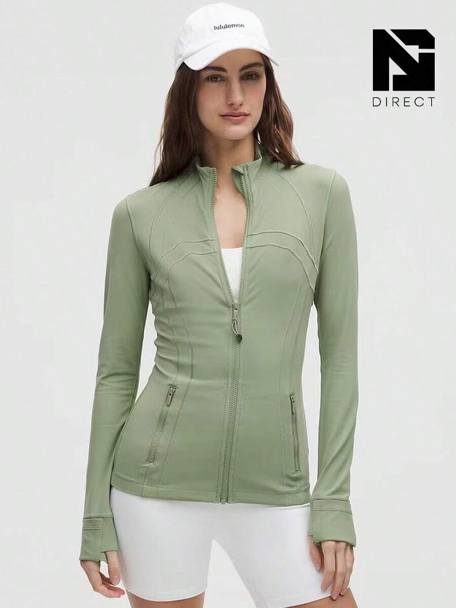 Lululemon Define Jacket Nulu Women's Lightweight, Full Zip Running Track Jacket-For Yoga Gym Running-Sweat-Wicking-Yoga-All Seasons Sport-Spring/Summer-Autumn/Winter-Mother's Day Gifts-Father's Day Gift - DESERT GREEN - 查看 1