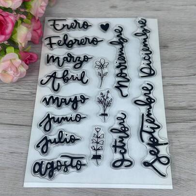 1 Transparent Rubber Stamp Retro Rubber Transparent Card Spanish Phrases Making Stamp DIY Scrapbook Photo Magazine Album Decoration Stamp