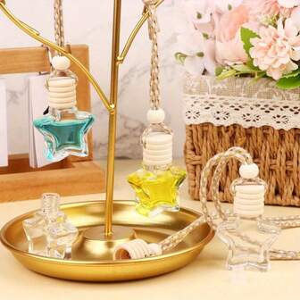 10/15/30 piezas Botellas de difusor de aceites esenciales de vidrio transparente con recarga vacía, difusor de aroma colgante para coche y viales de difusor de esencia con tapas de madera y cuerda para colgar, compatibles con aceites esenciales, perfume, difusor