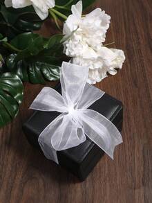 透明白色欧根纱丝带 - 优雅的薄纱塑料丝带，适用于婚礼、生日、情人节、复活节、母亲节装饰 - 耐用轻盈的工艺丝带，可用于礼品包装、插花、派对装饰 - 无羽毛，用途广泛，质地光滑 - 彩色 - 查看 2