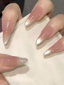 30 uñas postizas con forma de almendra y relieve, estilo francés coreano dulce y elegante con efecto ojo de gato degradado, pegatinas de uñas para mujeres, nueva decoración de uñas de moda, incluye 1 gel de gelatina y 1 lima de pulido, adecuado para fiestas, bailes, ocasiones casuales, ideal para el Día de San Valentín, Año Nuevo y otras festividades, reutilizable - Multicolor - Ver 7