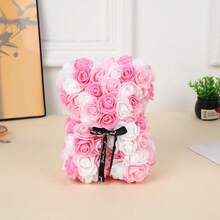 Artificial Rose Flower With Teddy Bear, Valentine's Day, New Year, Graduation Gift - Pink Rose White - View 8