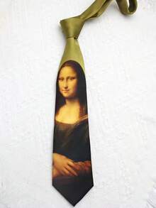 1 pieza Corbata unisex versátil con estampado de pintura al óleo de moda, adecuada para uso casual, personalizado, estilo callejero, uso diario - Multicolor - Ver 10