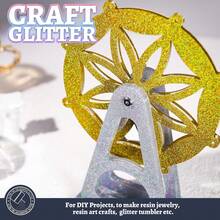 80g/2.85oz Holographic Ultra Fine Glitter, 1/128" Resin Glitter Sequins, Suitable For Tumblers, Resin Crafts, Slime, Nail Art, Holiday Decorations, Christmas Ornaments - 金色 - 查看 6