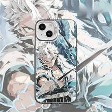 Dual-Style Sword-Wielding Anime Character  Case For 17/15/14/13 Series - Blue/Green Eyes Design, "SO COOL" Label, Slim Shockproof Cover For Anime Fans - Naranja - Ver 12