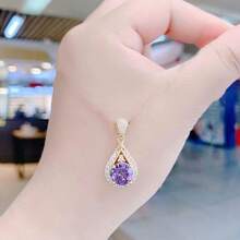 Collar de gota de agua púrpura del mismo estilo de  para mujeres, cadena de clavícula versátil de celebridad de internet, joyería de moda nueva 2023, artículo popular - caja de regalo - Ver 7
