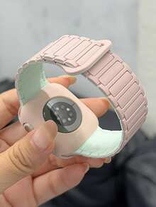 一套双色磁扣硅胶表带+表壳，适用于46mm、38mm、40mm、41mm、42mm、44mm、45mm、49mm表盘，可爱糖果色表带搭配保护壳，兼容苹果Series 11、10、9、8、7、6、5、SE、Ultra 2。 - 粉色 - 查看 4