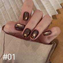 10毫升/瓶 2025新款深桦木焦糖黑指甲油凝胶，秋冬氛围猫眼指甲油凝胶，红棕色玻璃珠磁性猫眼指甲油凝胶，水晶美甲套装，提亮肤色，法式美甲，圣诞美甲，美甲用品 - 彩色 - 查看 5