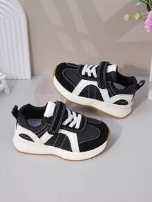 Tênis Esportivos Infantis Colorblock, Tênis Casuais para Corrida para Meninos e Meninas, Tênis Escolares, Fofos para Meninas - Preto - Visão 1