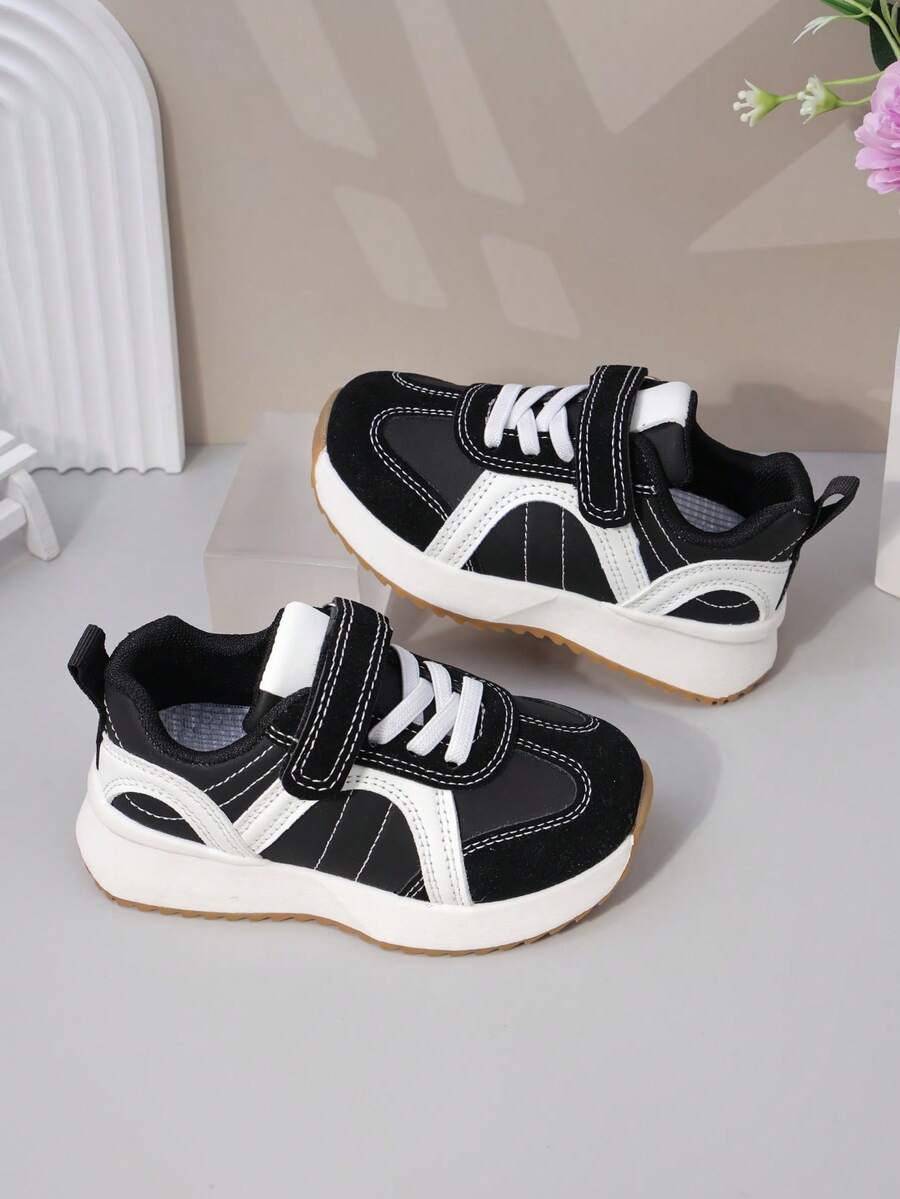 Tênis Esportivos Infantis Colorblock, Tênis Casuais para Corrida para Meninos e Meninas, Tênis Escolares, Fofos para Meninas - Preto - Visão 1