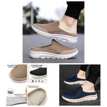 Comfy Breathable Orthopedic Sandals, Men's Slip - on Mules Half Sneakers, Mesh Breathable Half Slip In Sneakers Dark Gray, 10 - inicial - Ver 1
