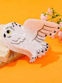 1个猫头鹰造型发爪发夹，学生风，可爱女生款，夏季女士时尚发饰，优雅发夹，休闲发卡 - 彩色 - 查看 2