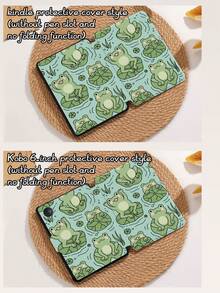 夏季青蛙图案平板电脑保护套，兼容 iPad 9.7/10.2/10.5/10.9/12.9/Pro 11（第十代），兼容三星 Galaxy Tab S6 Lite 10.4 英寸，兼容 Kindle Paperwhite（第十二代，2024 年发布），Kindle（第十一代，2022 年发布），Kobo Clara Colour，柔软防摔保护，智能支架/自动唤醒/睡眠功能 - 彩色 - 查看 10