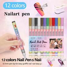 12/24pcs Fine Tip Nail Art Markers, 12/24 Colors Nail Art Pen Set, 0.7/0.5mm Tip Markers. Doodle Pens Suitable For Abstract Lines, Floral Patterns, Vibrant Colors - DIY Nail Art Tools, Professional Nail Art Supplies, Smooth Application, For Home Manicure And Nail Salons, Perfect Gift For Women - Nail Art Pen - View 16