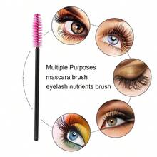 25/50/100pcs Pink Silicone Eyelash Brushes, Soft Black Reusable Silicone Mascara Wands, Eyebrow Brush, Mascara Applicator, Women Home Travel Party Eyebrow Grooming Brush, Eyelash Stylist Makeup Brush | Spiral Brush - Multicolor - View 4
