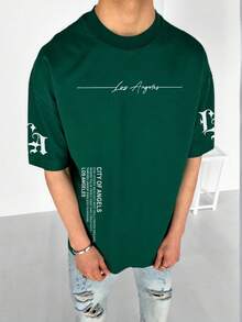 Zrgoth 男士休闲百搭简约印花元素短袖T恤 - 墨綠色 - 查看 3