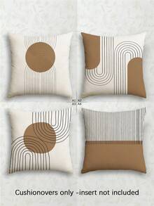 4件套现代简约线条风格抱枕套，波西米亚风线条抱枕套，拉链设计，可机洗，家居装饰，沙发装饰靠垫套，适用于卧室、客厅、沙发、汽车、椅子腰枕、户外露台露营垫套，不含枕芯 - 駝色 - 查看 12