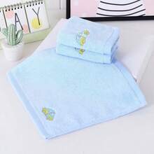 3条卡通软手帕，高品质亲肤面巾，悬挂式设计，速干，浴室及家居必备 - 淺藍色 - 查看 3