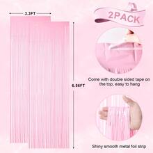 1pc Pink Foil Tinsel Fringe Backdrop Curtain, Party Decoration, Tassel Background, Suitable For Birthday, Valentine's Day, Gender Reveal Party, Bridal Shower And Other Occasions