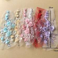 1pc Delicate 3D Beaded Chiffon Flower Patch, Decorative Applique Wedding Dress - Nhiều màu - Xem 3