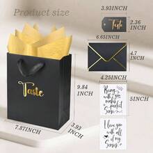 Bolsas de regalo con 5 sentidos de lmina dorada para l con etiquetas, sobres y tarjetas, bolsas de regalo con sonido de sabor tctil con de seda para cumpleaos, aniversario, da de la madre - negro - - Ver 4