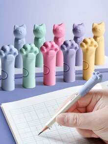 30pcs Cat Paw Pencil Caps, Cartoon Cat Pencil Covers, Protective Sleeves, Pencil Protectors, Soft Rubber Pencil Toppers, Universal Pen Caps, Office & School Supplies