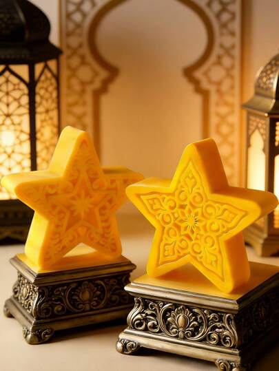 1PC Handmade Soy Star & Moon Aromatherapy Candle - DIY Gypsum Star Ornament Diffuser For Easter Valentine's Day Wedding Season Mother's Day Back-To-School Season Happy Gift Romantic Present Gifting Home Decor