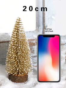 2pcs Christmas Gold Glitter Mini Pine Tree , Two Pieces Artificial Snow-Dusted Trees With Base, Festive Tabletop Decorations For Xmas, Ideal Christmas Centerpiece, Perfect For Holiday Home Decor And Party Ornaments, Great Gift Idea For Christmas - Multicolor - View 15