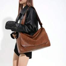 Retro Leather Crossbody Bag, Large Capacity Shoulder Bag, SolidColor Tote Bag For Women(Please Place In A Ventilated Place For 1-3 Days To Dissipate The Material Odor) - 綠色 - 查看 2