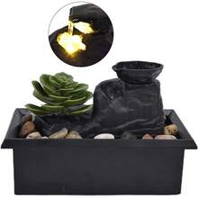 Adorno de fuente,.0 x 4.x 4.3 pulgadas, cascada suculenta, decoración del hogar, fuente de mesa con luz LED, fuente de agua de escritorio con de alimentación USB para decoración - 1 - Ver 9