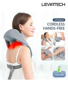 LEVIATECH 3D Kneading Massage Neck & Shoulder Massager, Rechargeable, Office Essential, Mother's Day Gift, Relieve Neck Pain, Upgraded Massage Gun, Portable