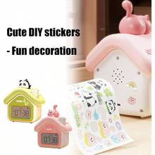 Reloj despertador de dibujos animados para nios, con forma de casa y luz nocturna, 3 alarmas, pantalla de temperatura, recargable por, para mesitas de noche, reloj despertador - A - Ver 8