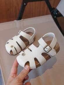 1 Pair Baby Girls' Summer Hook And Loop Sandals, Fashion Toddler Shoes - White - View 2