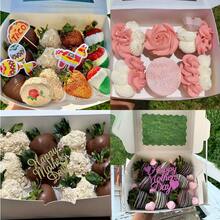 Tomnk 30/60pcs Cookie Boxes, 8x8x2.5 Inches Bakery Boxes With Windows For Chocolate Strawberries, Pie, Pastry, Dessert, Cake, For Mother's Day, Party, Wedding - Multicolor - View 11