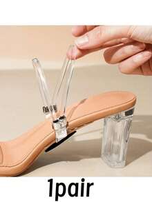 QKC 1pair Rhinestone High Heels Shoes Band Anti-Loose For Women Shoelaces Invisible Anti-Drop Heel Straps Belt Drill Elastic Fixed Belts - Silver Diamond On White Background - View 8