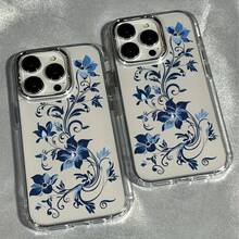 1pc Fashionable Premium Minimalist,Artistic Blue Flower TPU Protective Case |   Shockproof Phone Cover |   Scratch-Resistant Transparent Case Compatible With  7 / X / XS / 11 Series And  12 / 13 / 14 / 15 / 16 Models.,[Local Warehouse Fast Shipping] Series Waterproof Shockproof Scratch Resistant - Kiểu 1 (1 cái) - Xem 6
