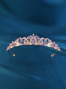 1件装小巧可爱新娘皇冠，饰有水钻，适合派对、婚礼等场合，皇家头饰，情人节配饰 - 彩色 - 查看 9