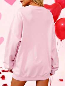 Clothes Autumn And Winter Women's Pattern Print Sweatshirt - Pink - View 4