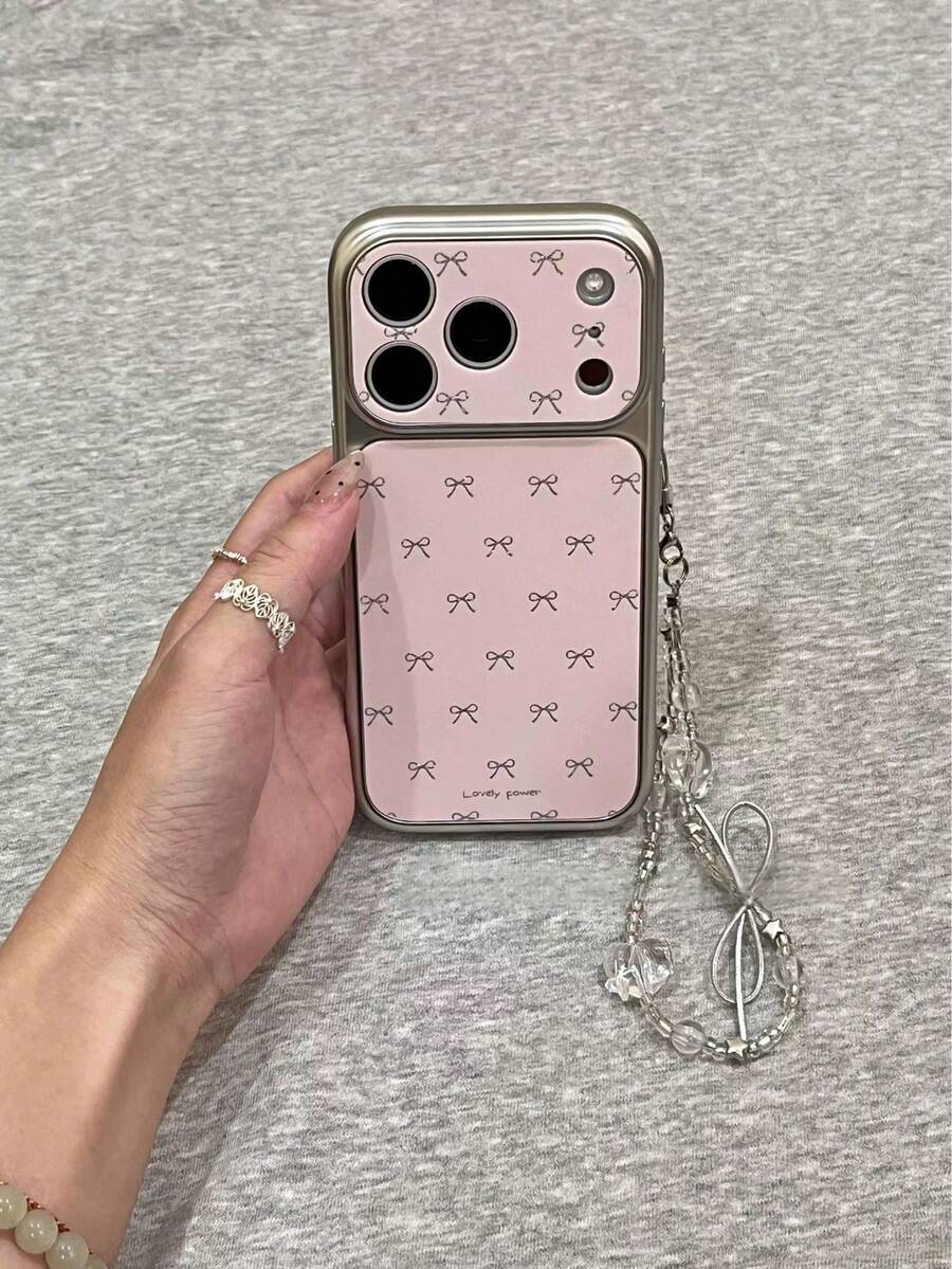 Pink Leather Bow Fashion Phone Cases Pink Leather Bow Ins Style Phone Case Compatible With Iphone 17 Pro Max, Compatible With Iphone 15, 17 Pro, Women's Creative Full Coverage Shockproof Protective Cover Compatible With Iphone 16 Pro, 17 Spring Gift Birthday Party - Pink - View 1